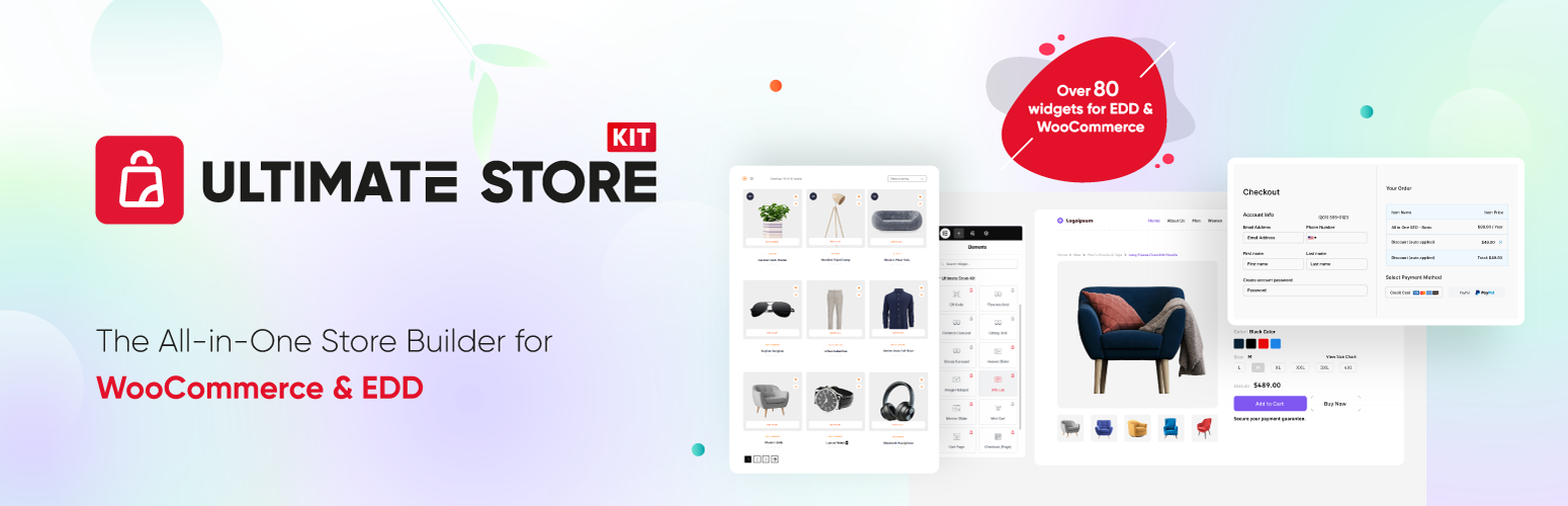 WordPress 外掛 Ultimate Store Kit – Elementor powered WooCommerce Builder, 80+ Widgets and Template Builder 的封面圖片。