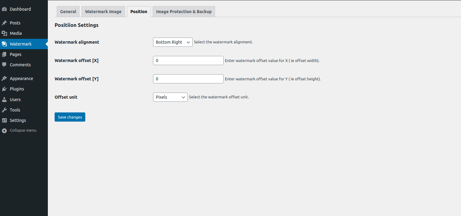 <strong>Position Settings</strong> - Precise watermark positioning controls