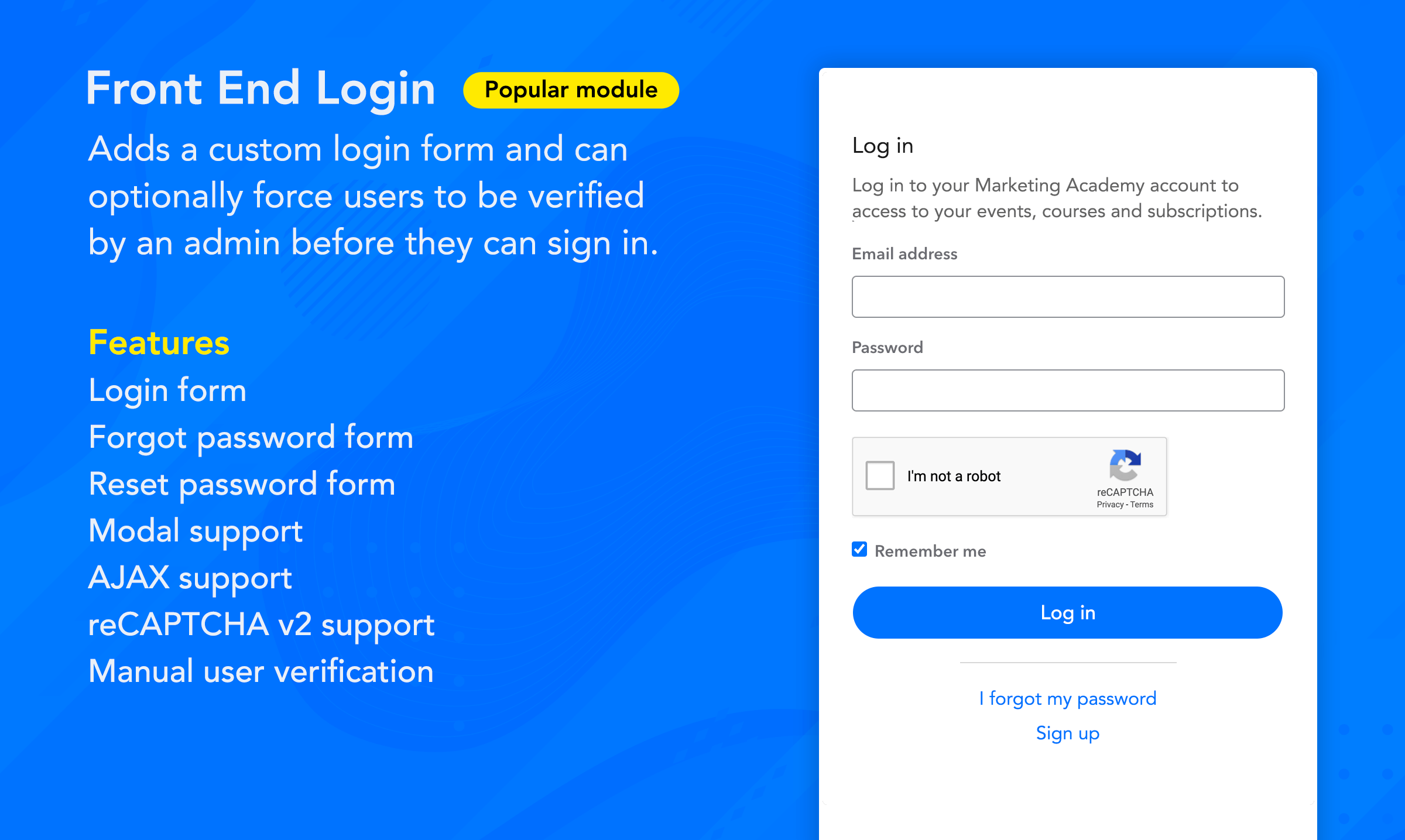 Fully-featured Front End Login module with modal support