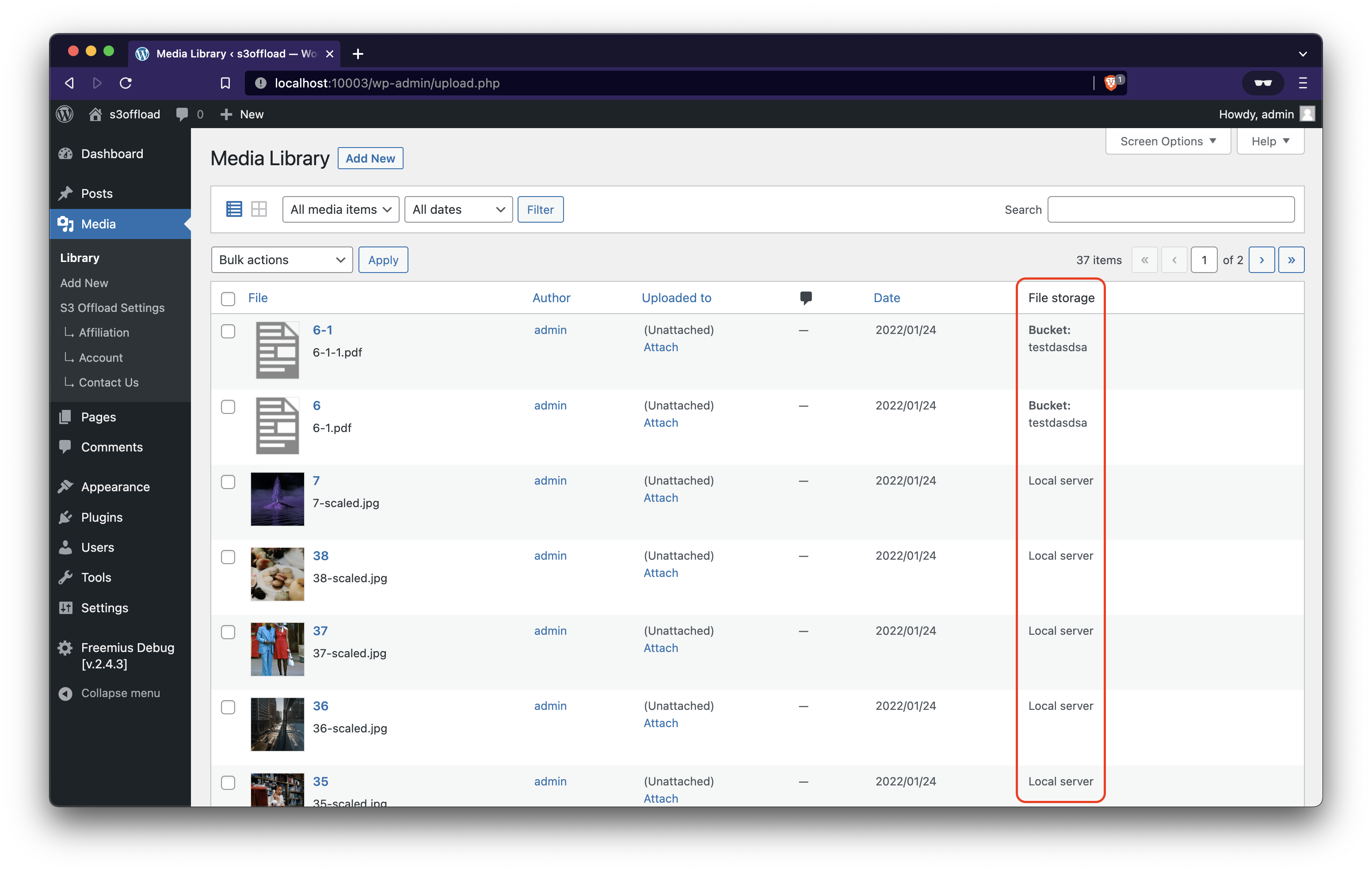 Added column that indicated if the file is in local storage or in S3 bucket.