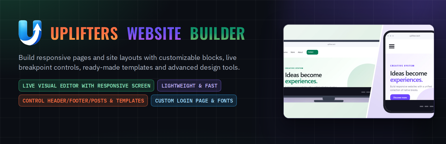 WordPress 外掛 Uplifters Website Builder – Advanced Blocks, Page Builder & Full Site Editor 的封面圖片