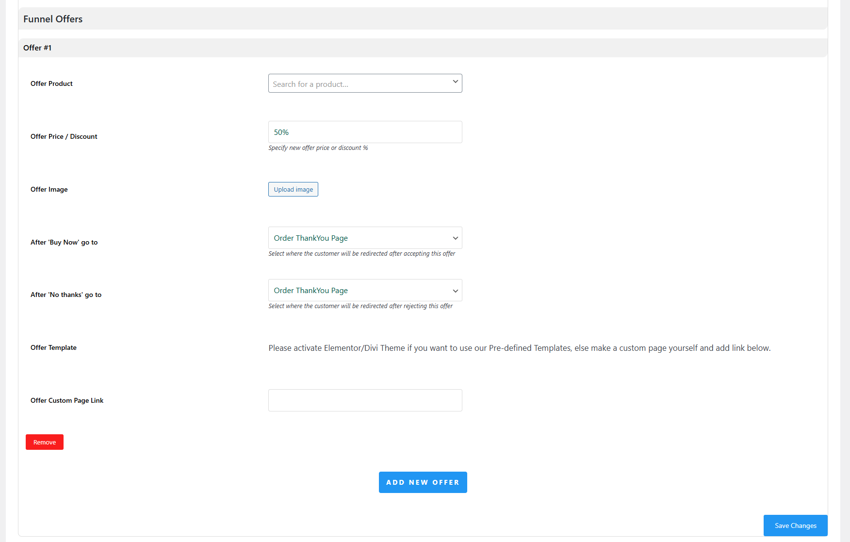 One Click Settings – Save Funnel Settings – Funnel Offers