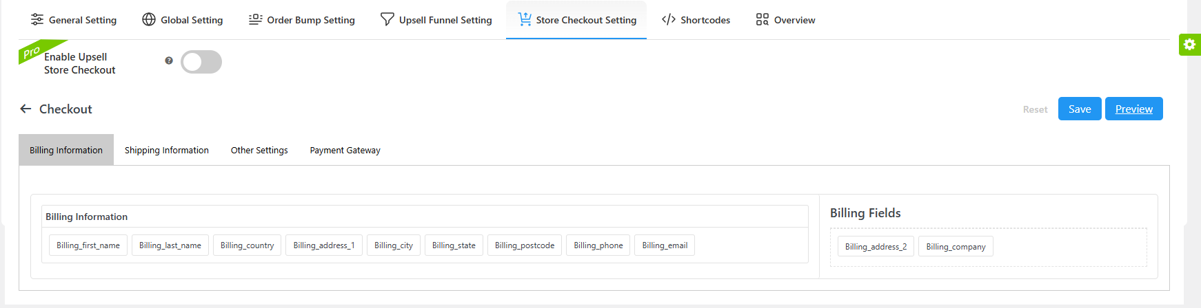 Store Checkout Settings – Checkout Page (Customize Billing Information)