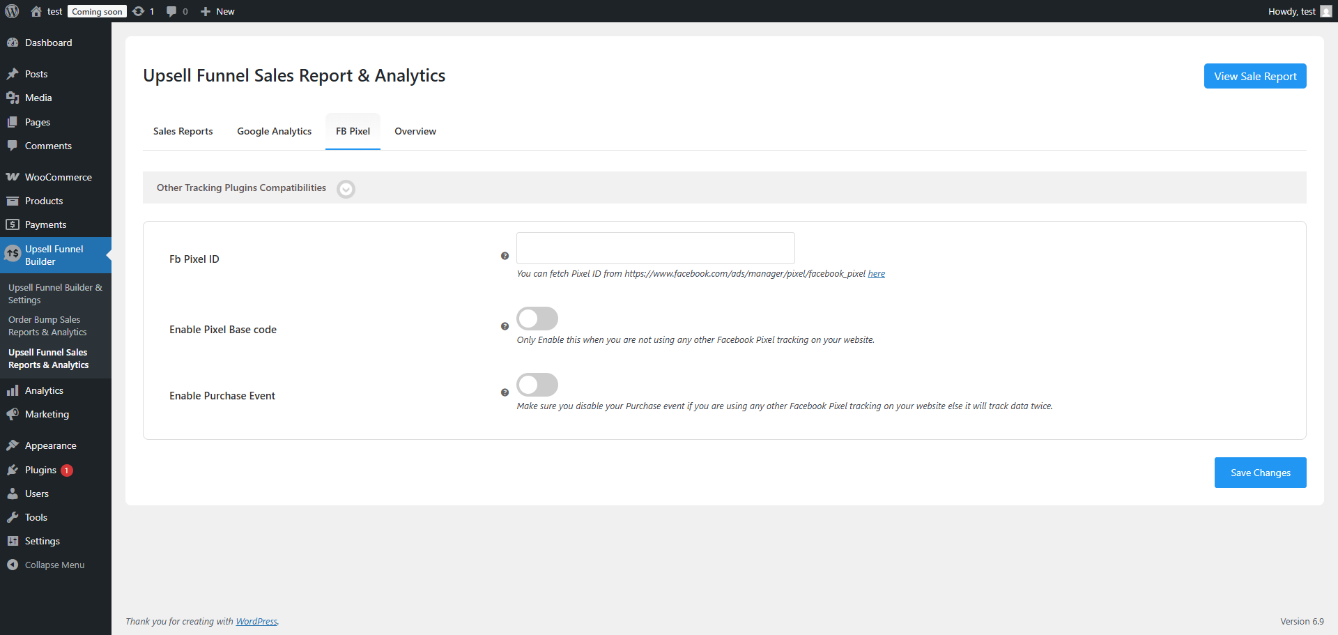 Upsell Funnel Sales Reports & Analytics – FB Pixel