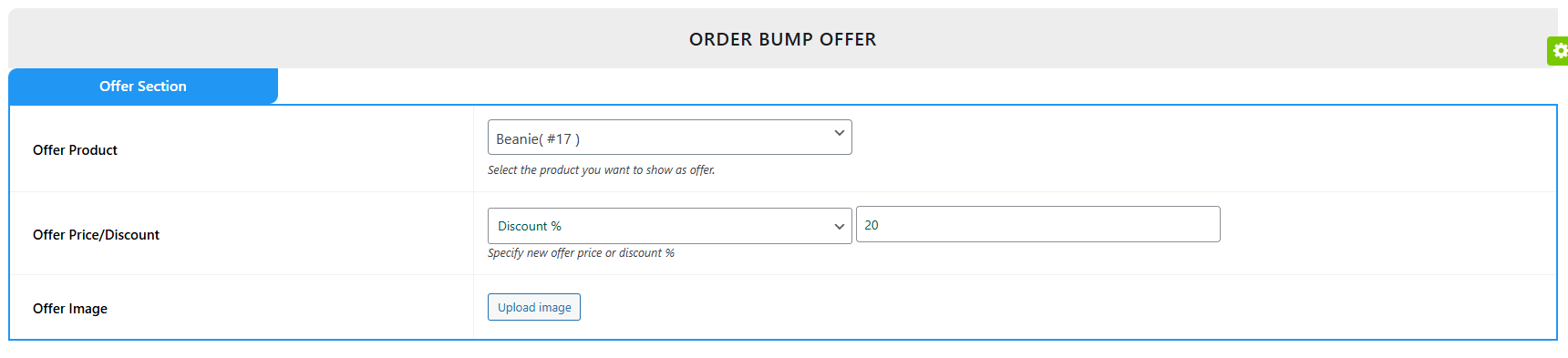 Order Bump Settings - Save Order Bump Settings - Order Bump Offer Settings