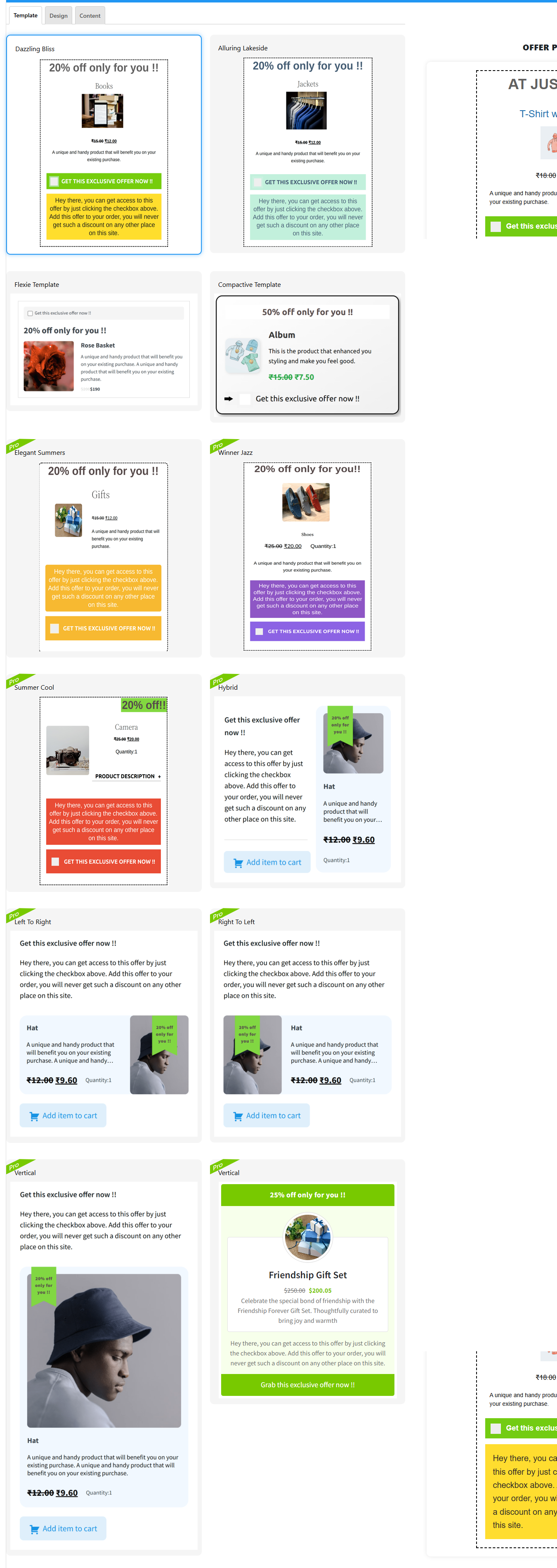 Order Bump Settings – Save Order Bump Settings – Appearance – Template