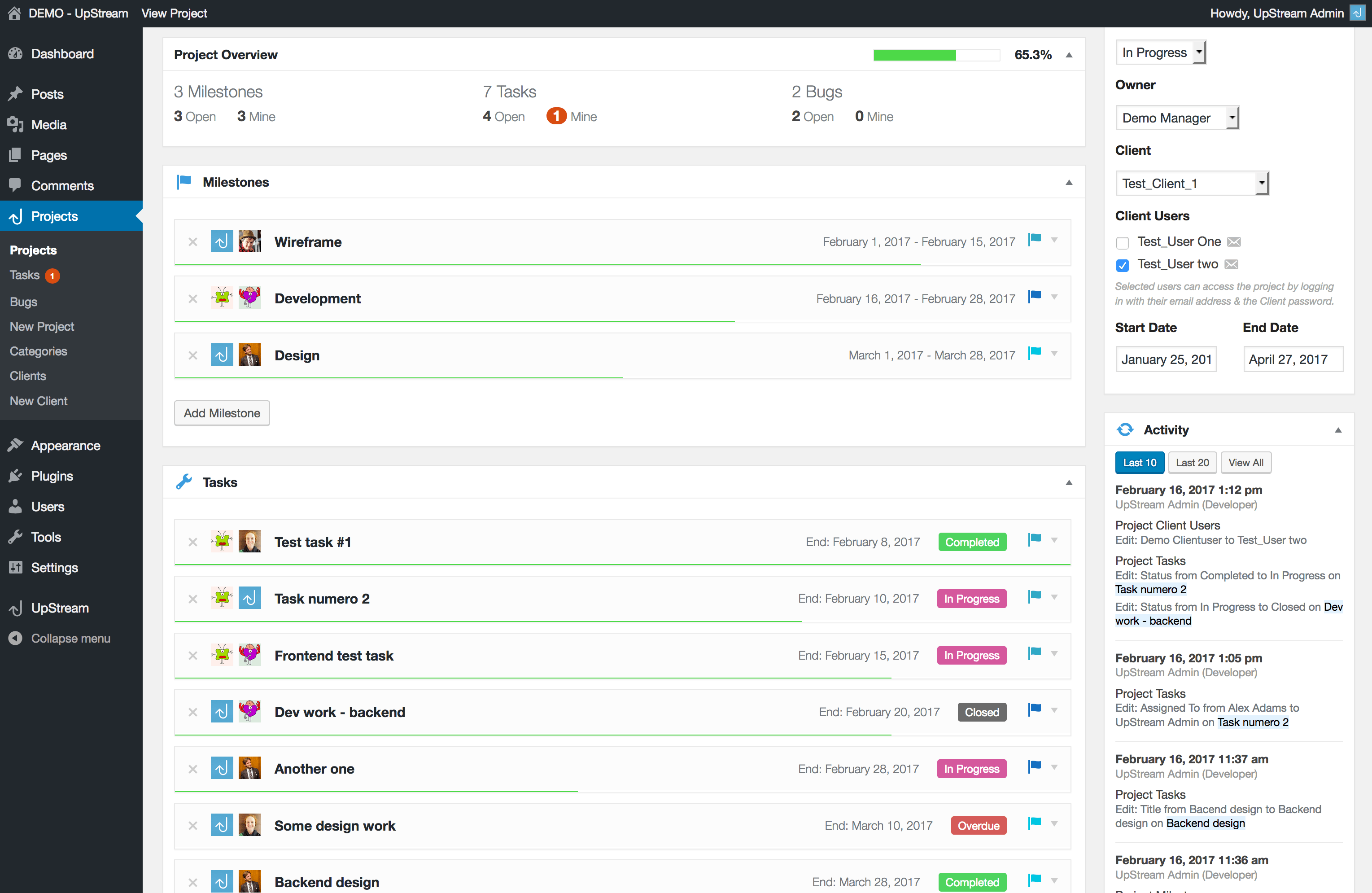 UpStream: a Project Management Plugin for WordPress