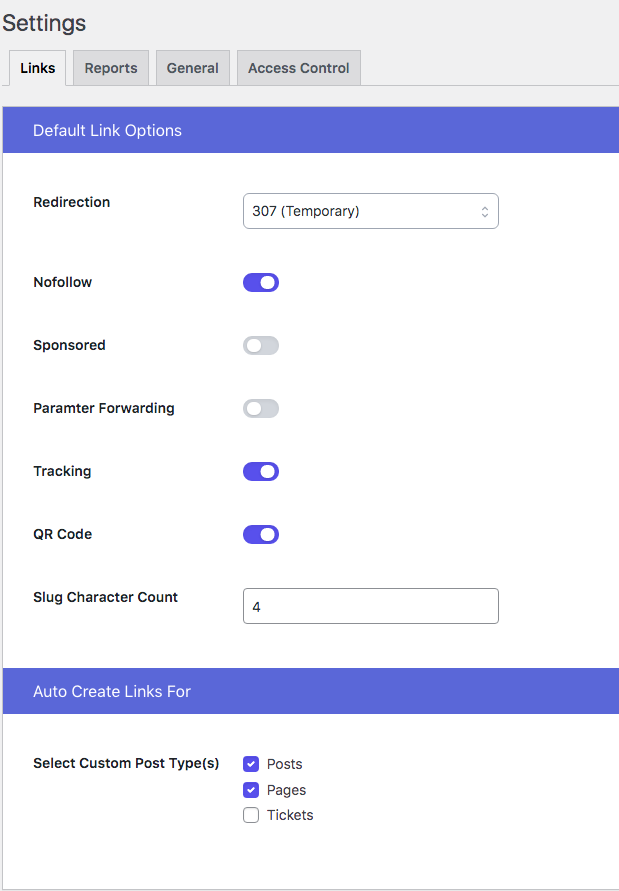 <p>Link default settings [Free & PRO]</p>