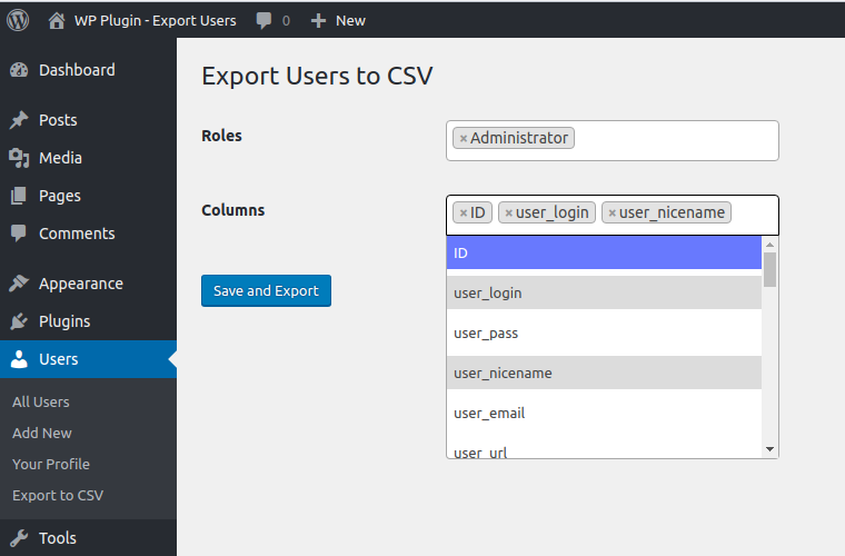 Export Users With Meta