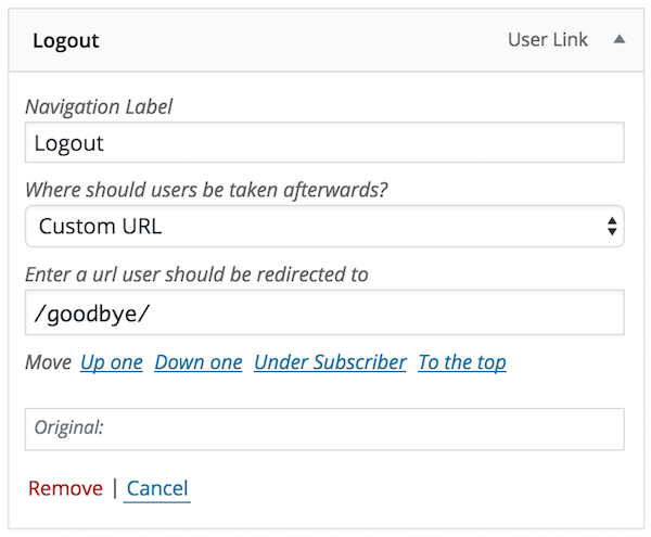 Quickly insert login/logout links &amp; choose where users will be taken afterwards.