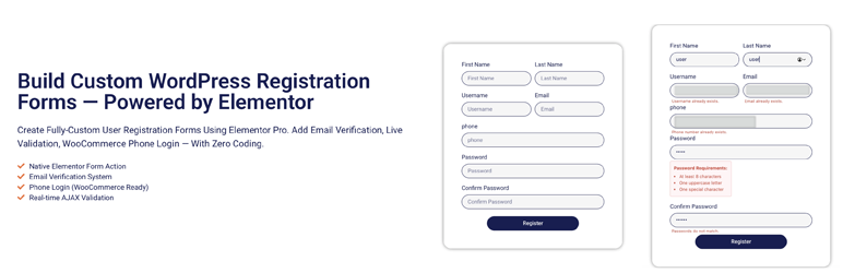 WordPress 外掛 User Registration Form for Elementor 的封面圖片。