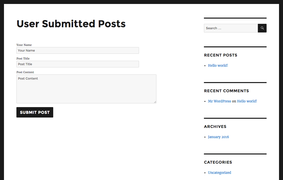 User Submitted Posts – Enable Users to Submit Posts from the Front End –  WordPress plugin