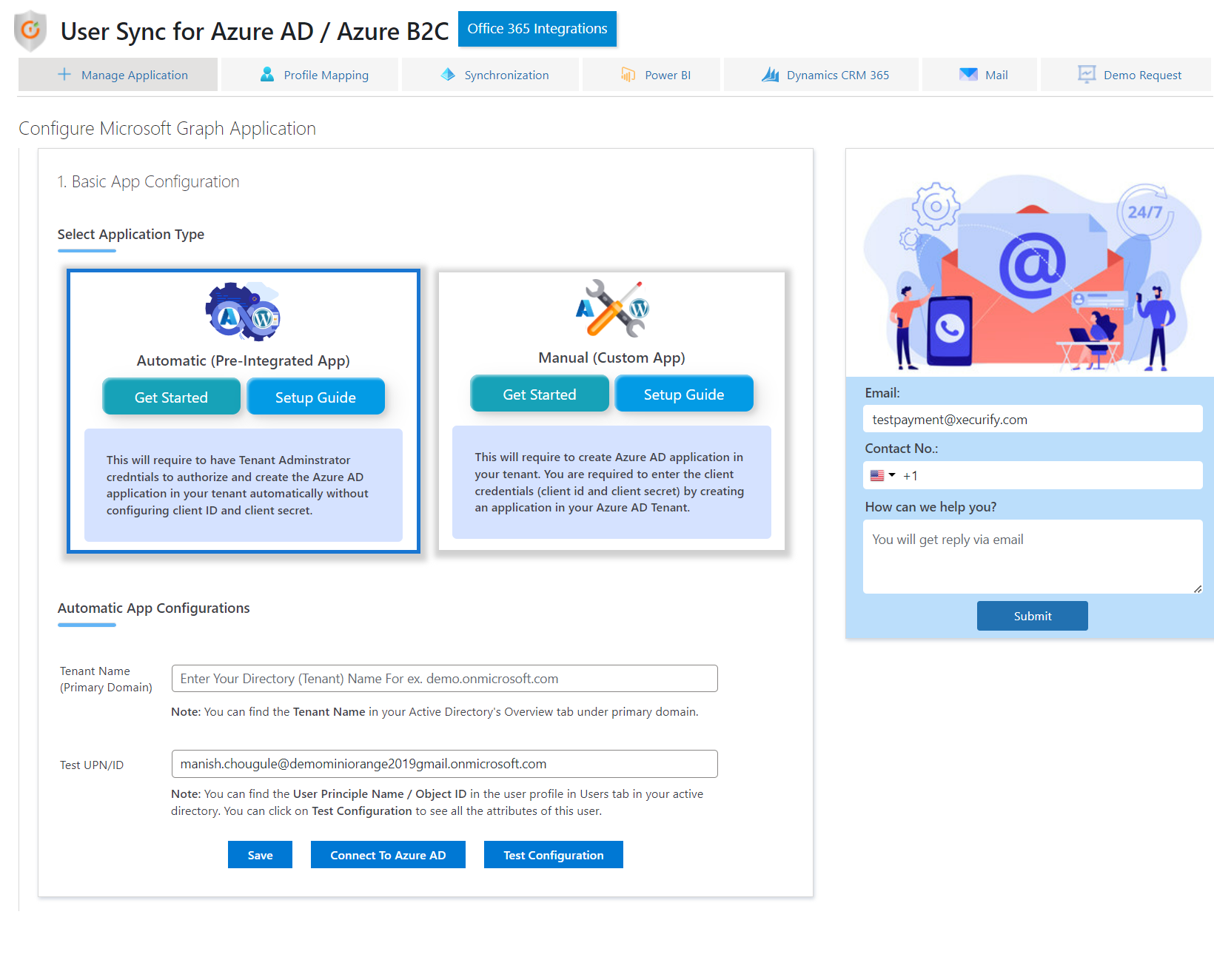 User Sync for Azure AD / Azure B2C Plugin Configurations.