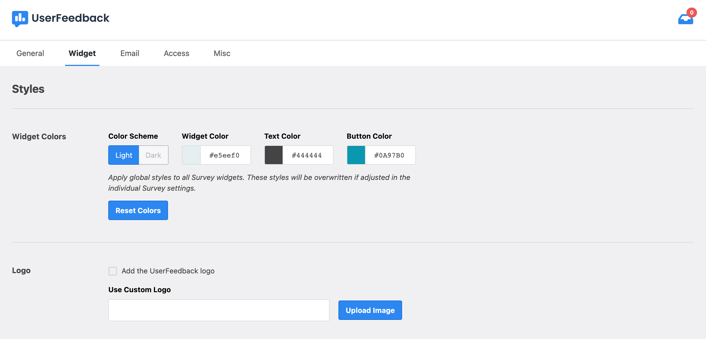 Personalize cores e marca para combinar com seu site