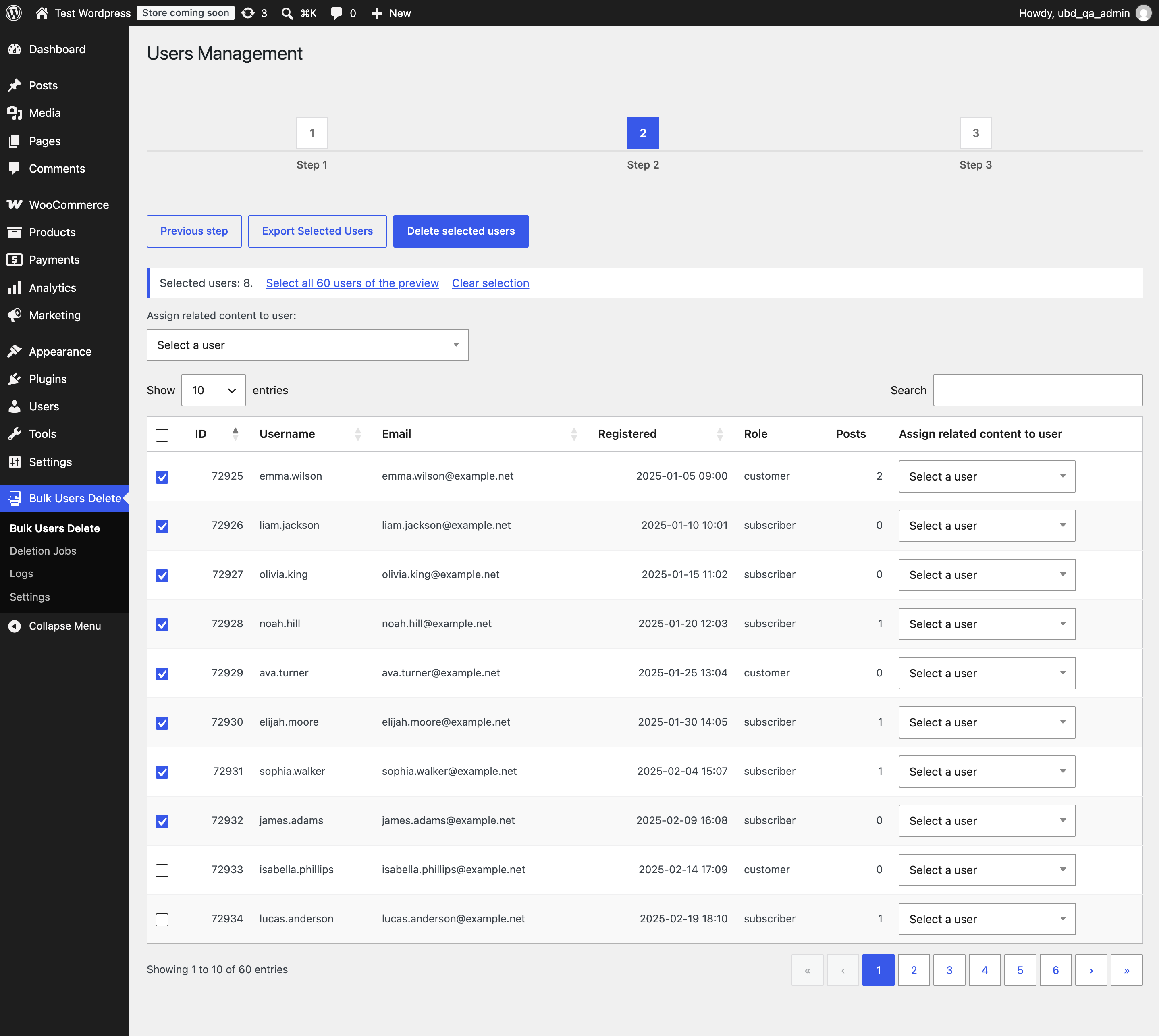 Second Step: Users Preview