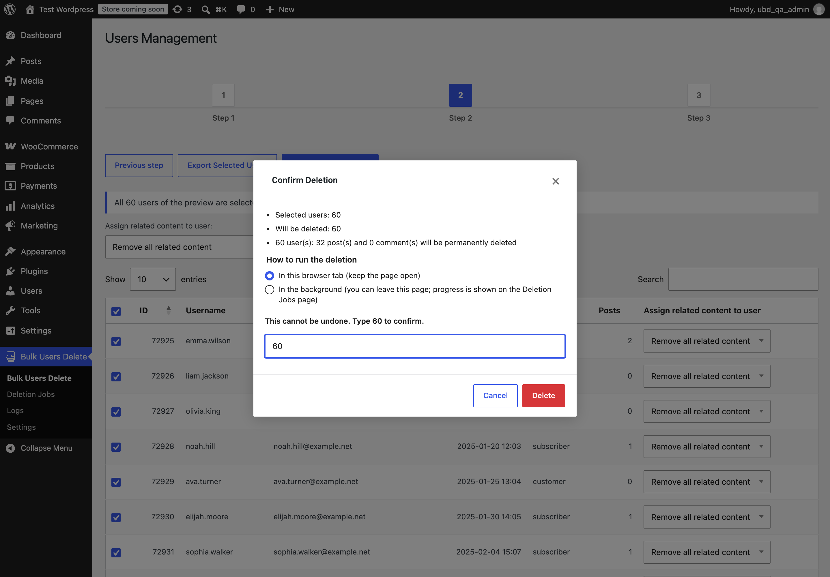 Delete Confirmation