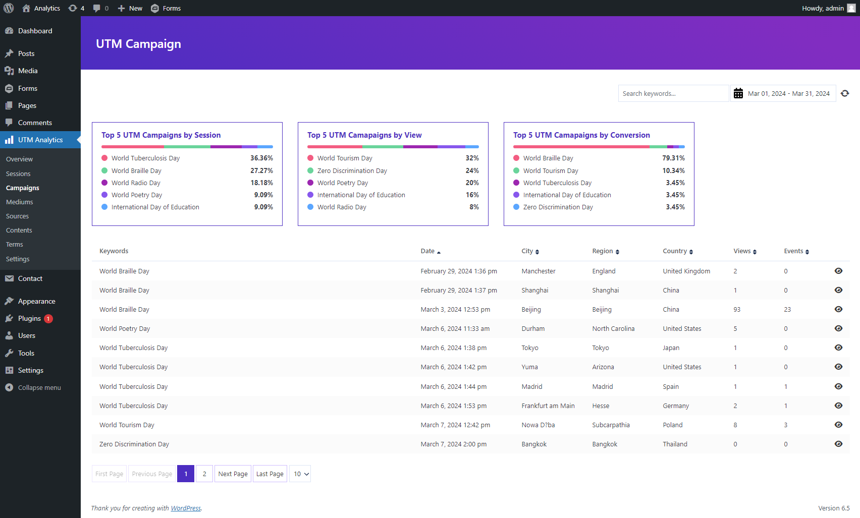 UTM Event Tracker and Analytics, UTM Grabber