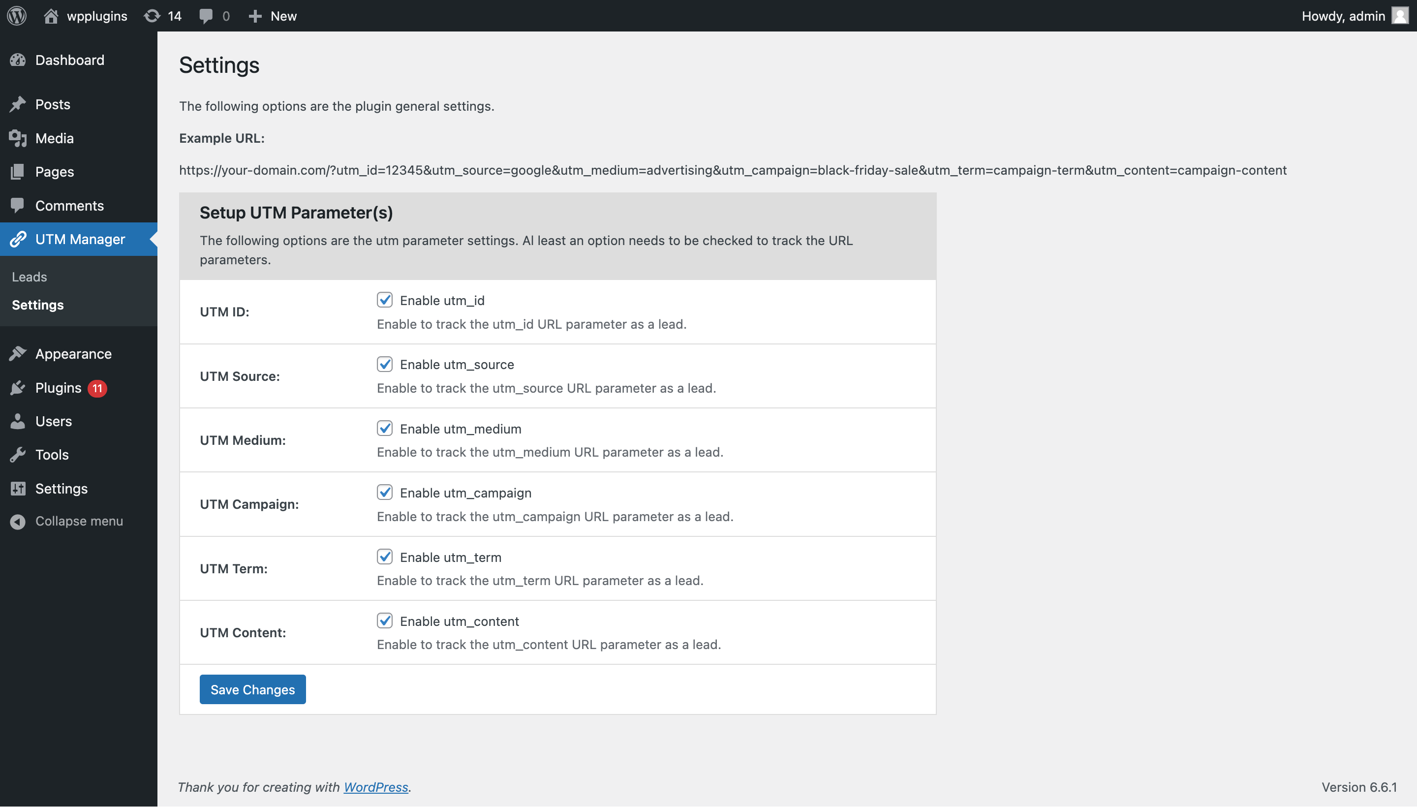 Settings Page