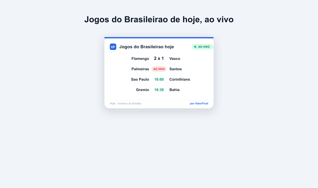 Today's Brazilian league fixtures with live score.