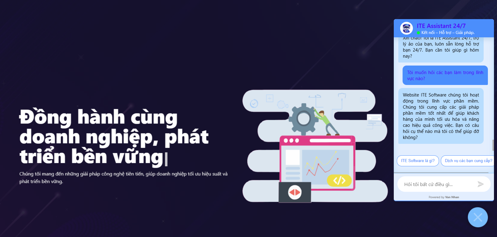 AI Chatbot interface displaying on frontend.