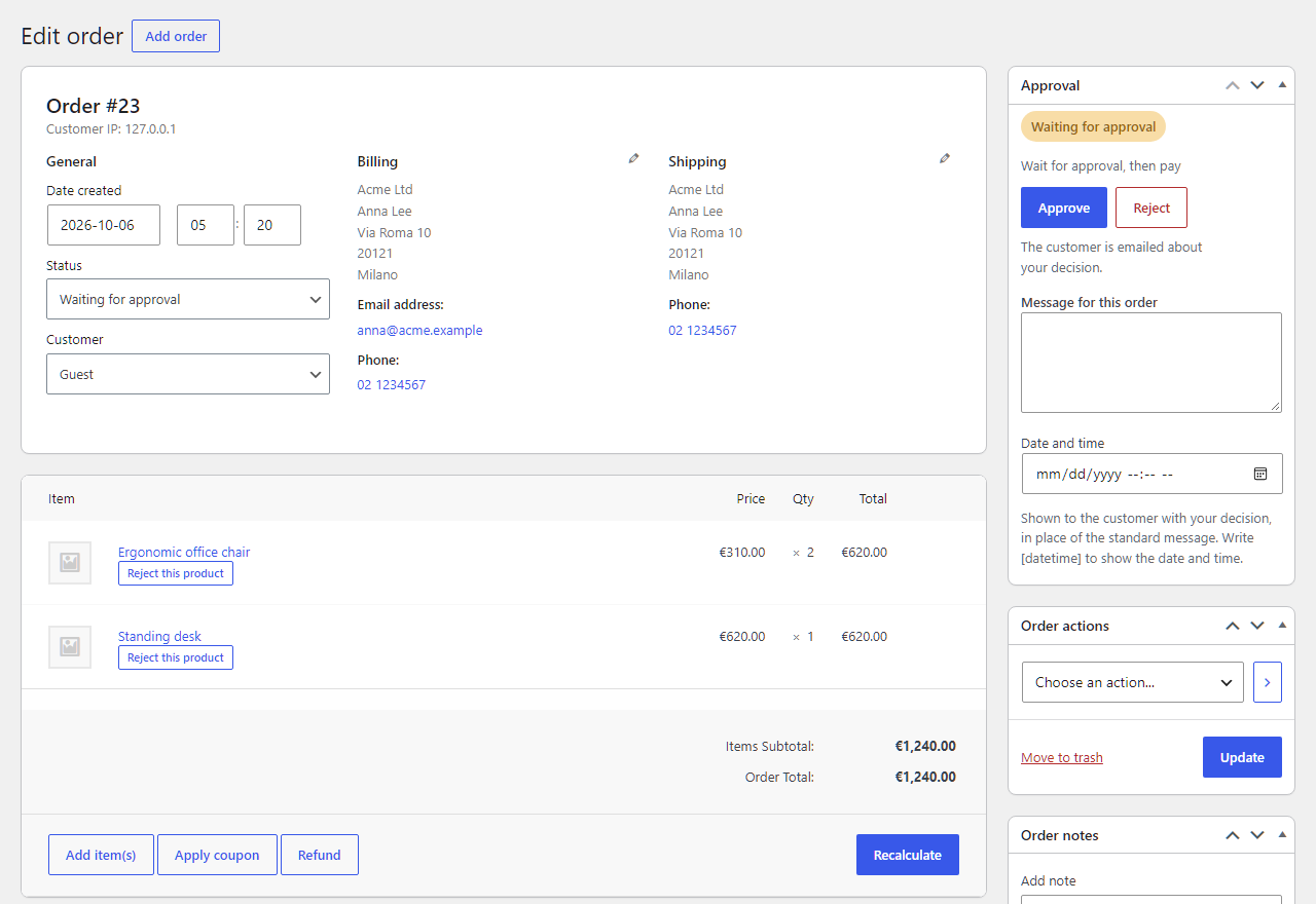 Vanquish Order Approval – Approve &amp; Reject Orders for WooCommerce