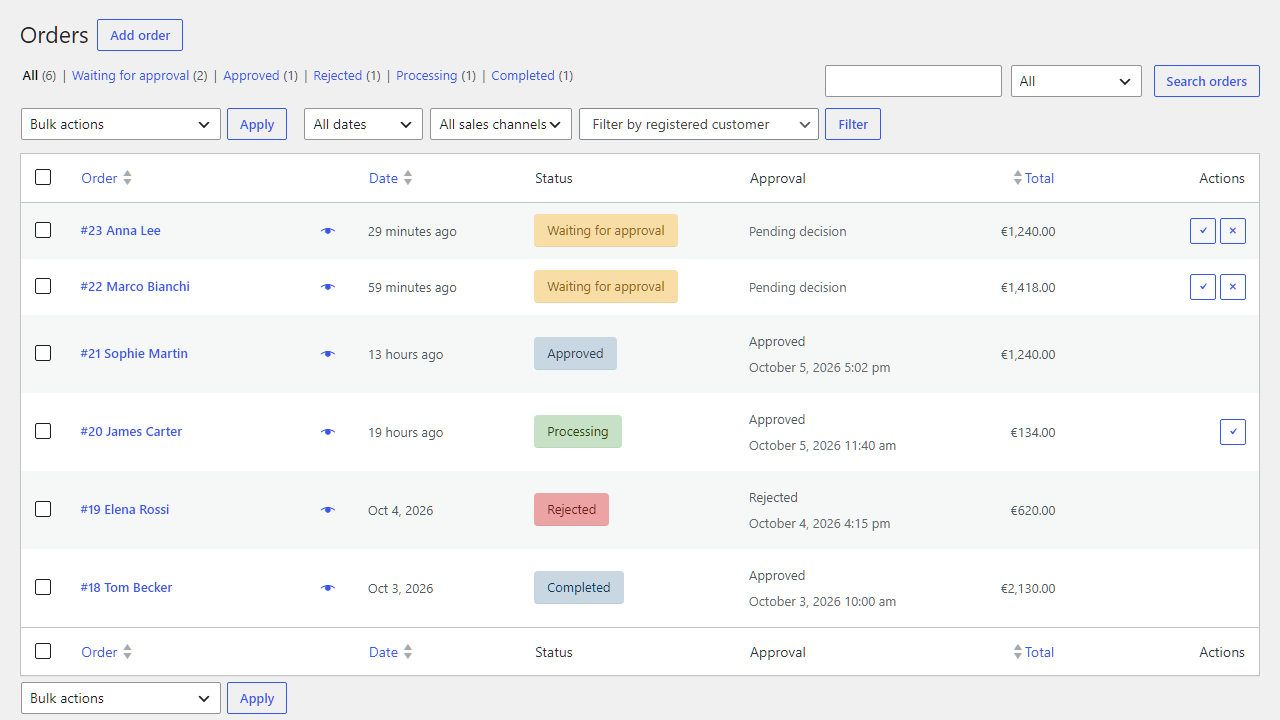 Vanquish Order Approval – Approve &amp; Reject Orders for WooCommerce