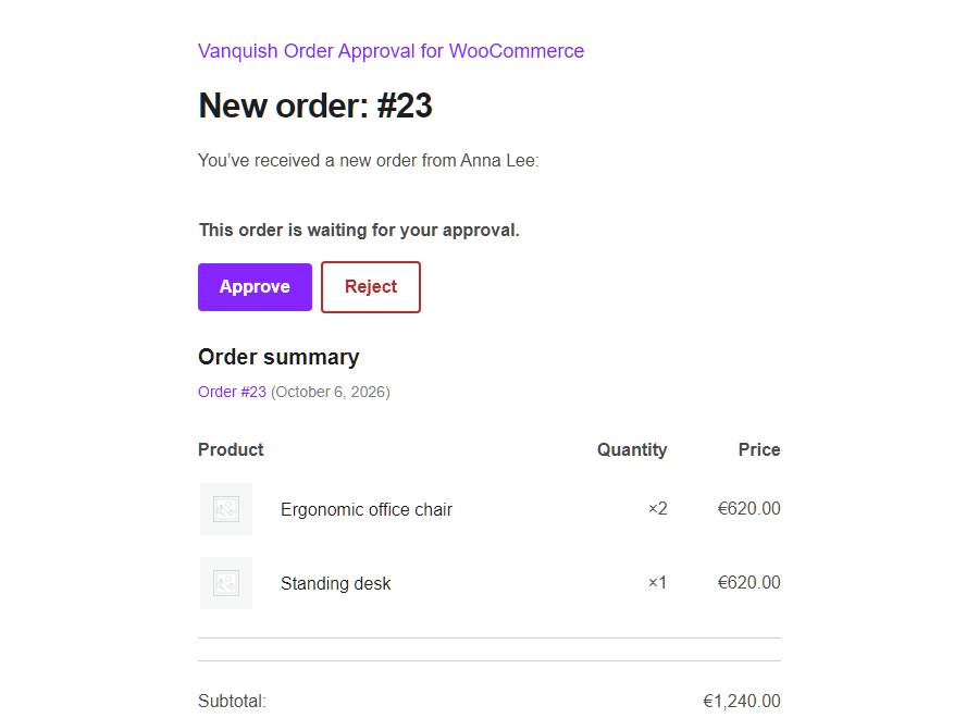 Vanquish Order Approval – Approve &amp; Reject Orders for WooCommerce