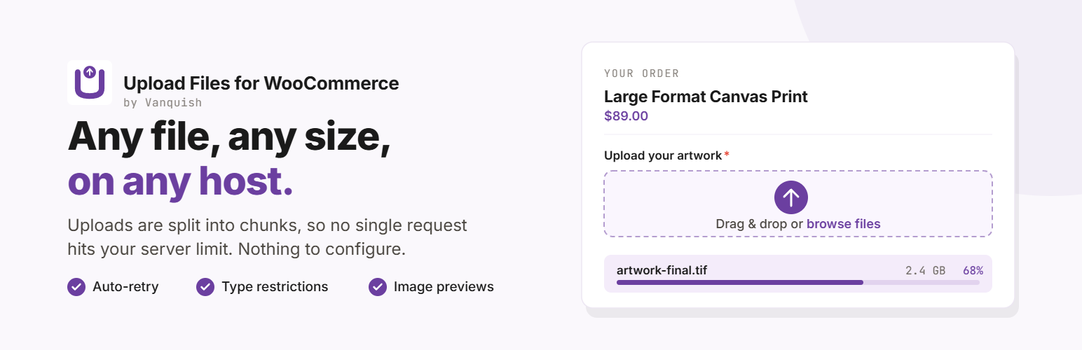 WordPress 外掛 Vanquish Upload Files for WooCommerce 的封面圖片