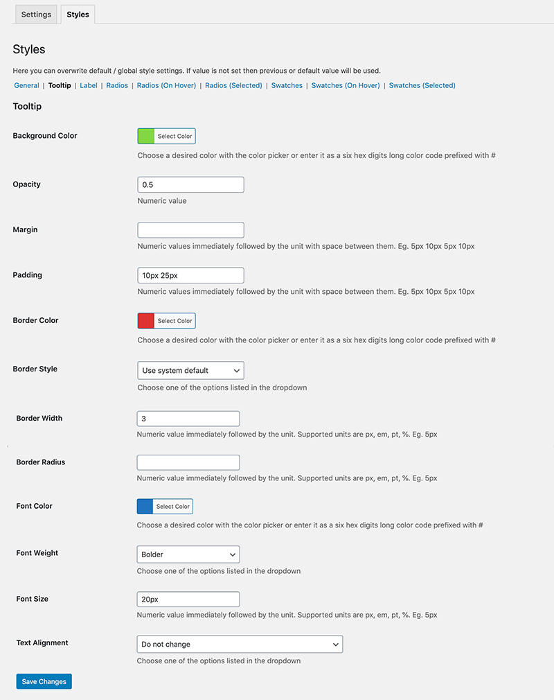 Customize every little detail of tooltip styles