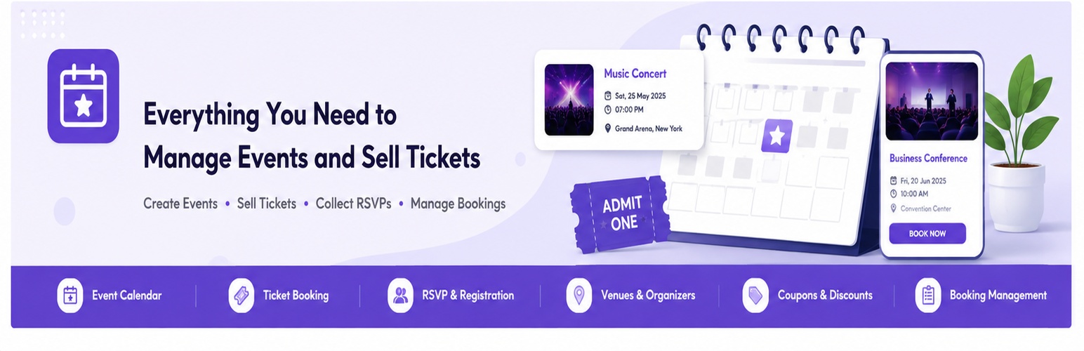 WordPress 外掛 Vedrixa Event Calendar Events Tickets and Bookings 的封面圖片