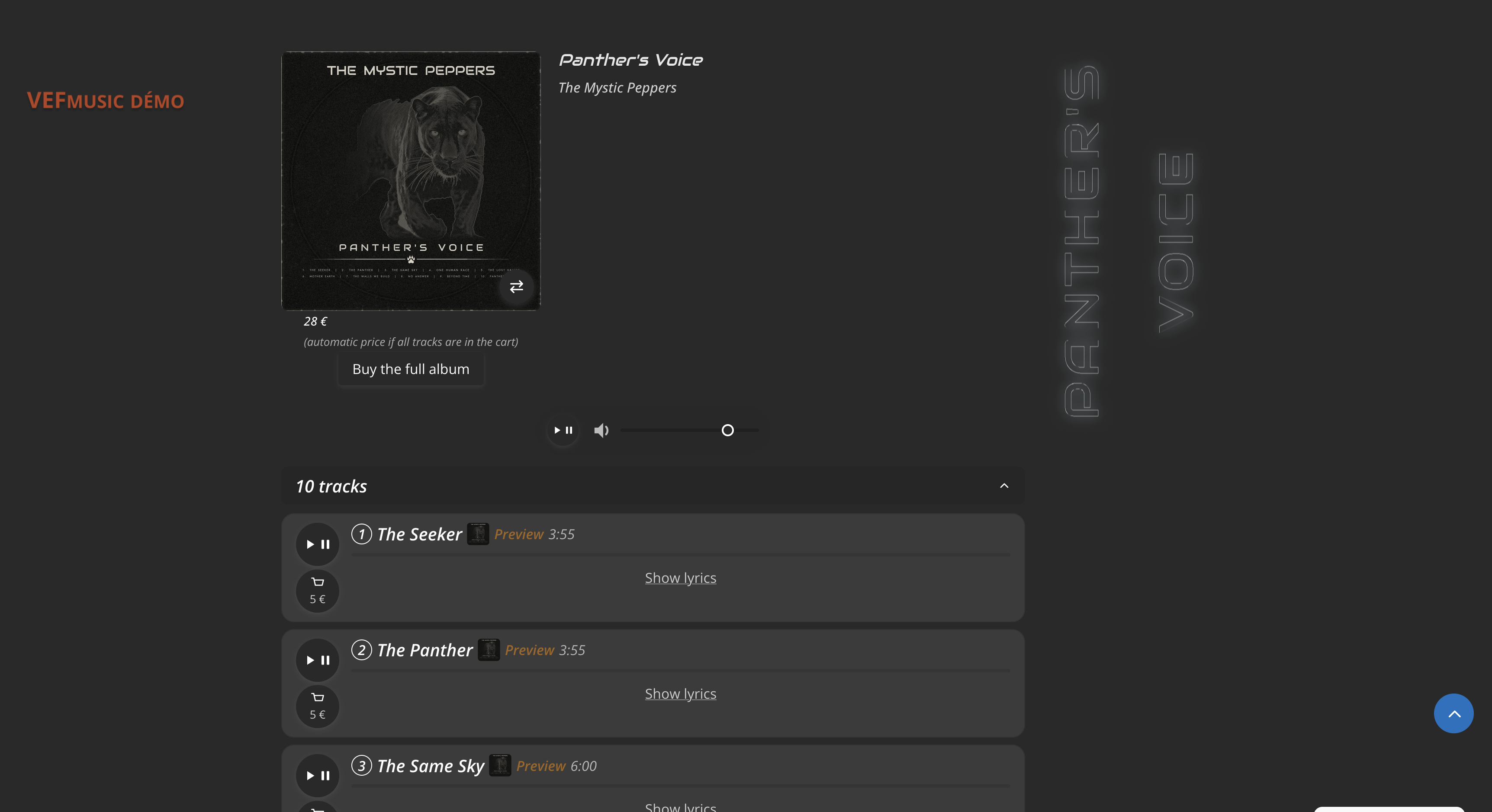 Track List block on the front end.