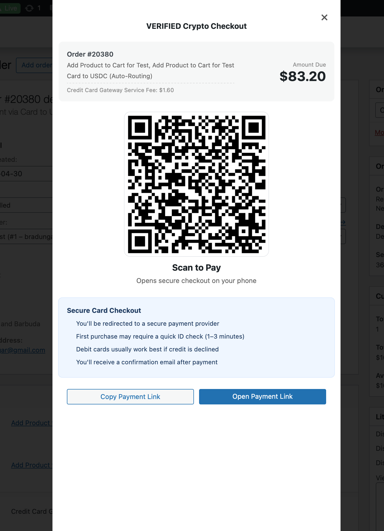 VERIFIED Crypto Checkout – Instant Credit Card to USDC