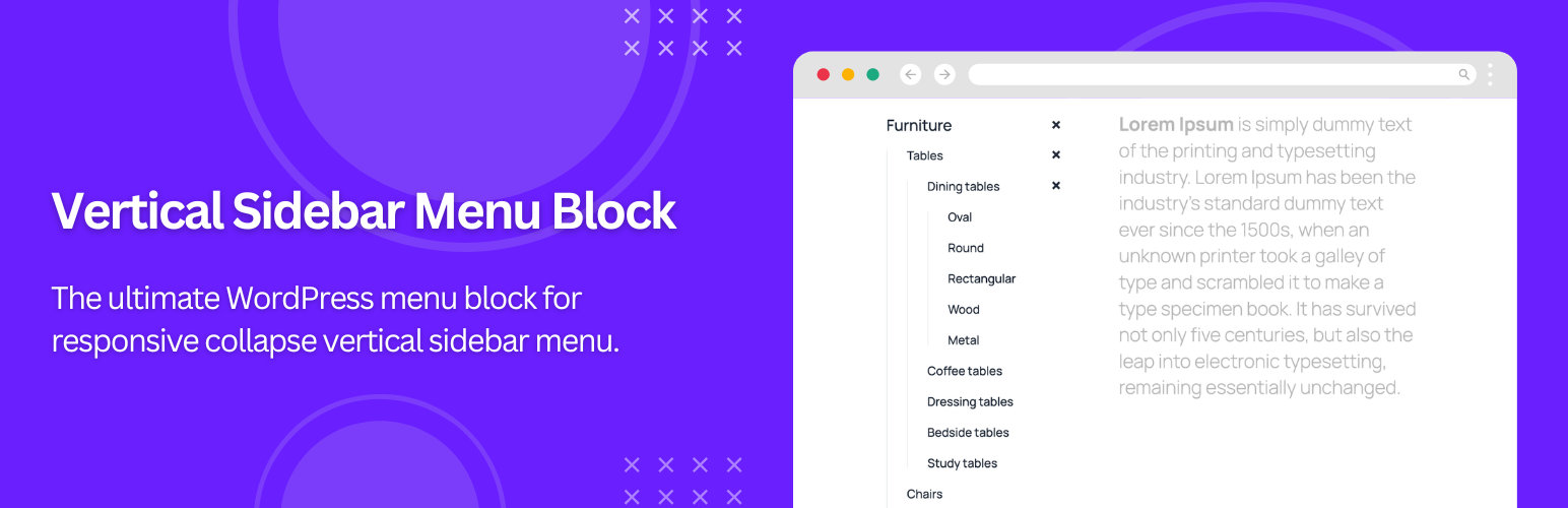 WordPress 外掛 Vertical Sidebar Menu Block 的封面圖片。