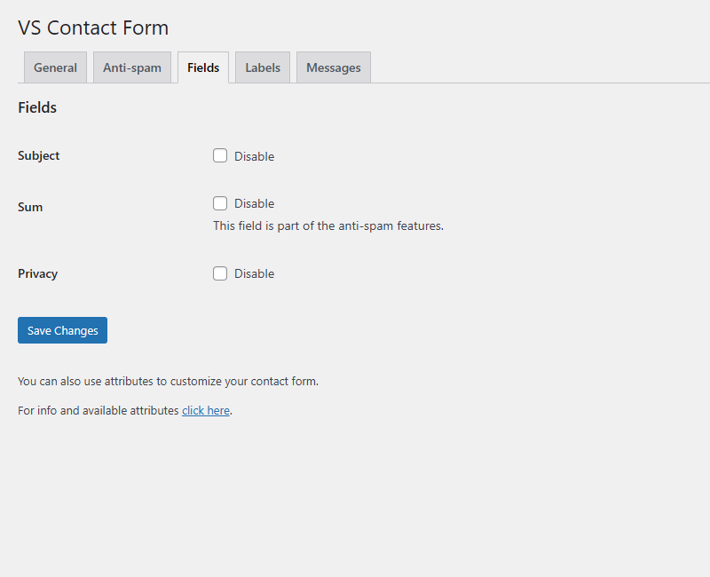 Settings page (dashboard)