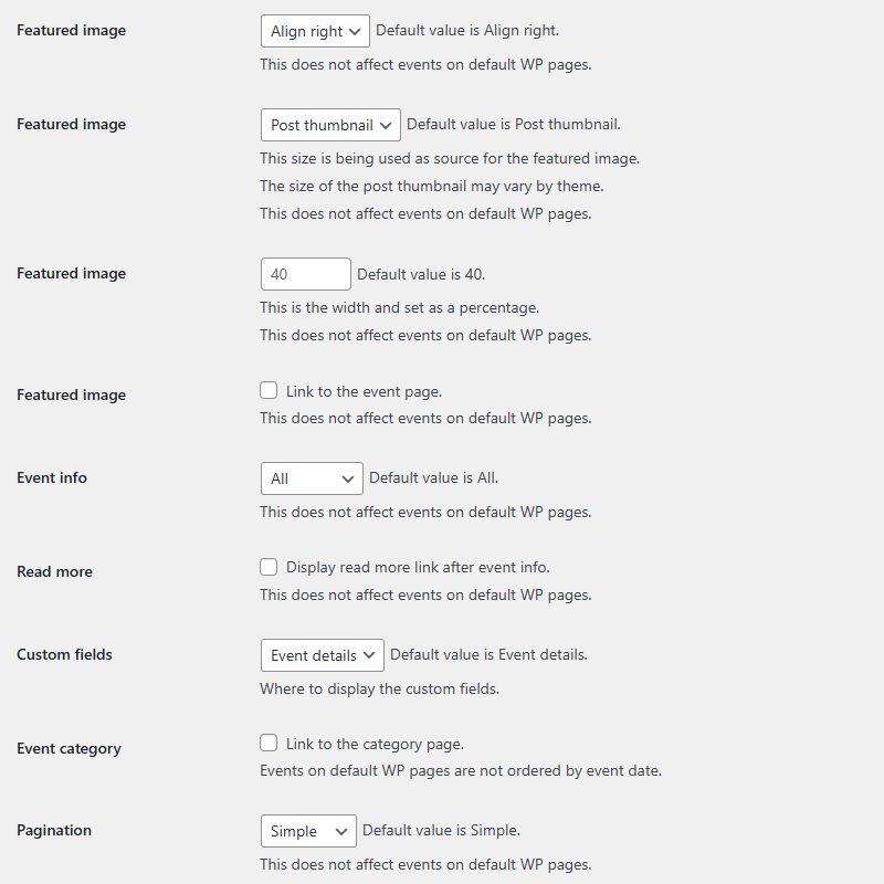 Settings page (dashboard)