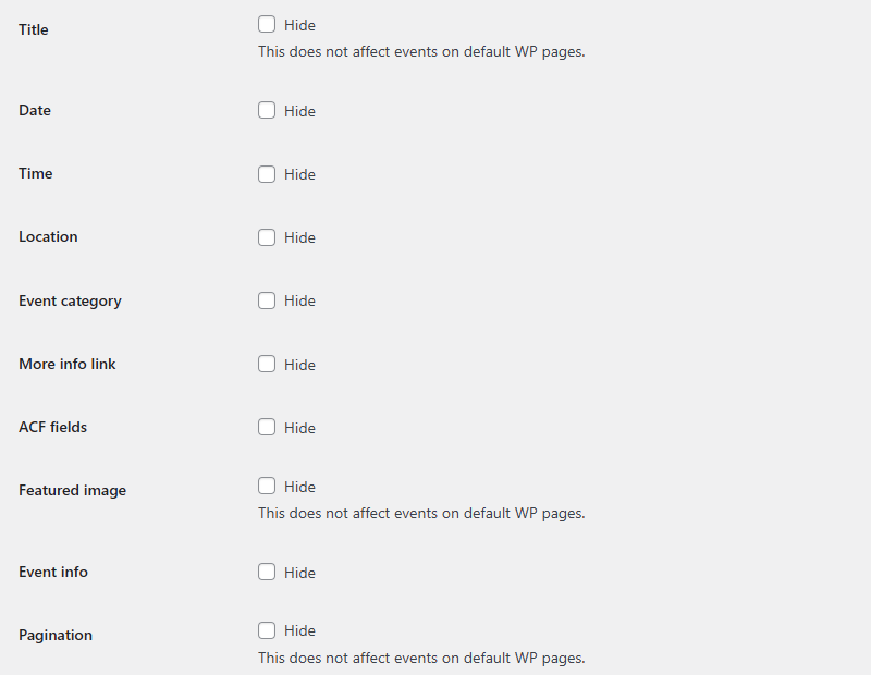 Settings page (dashboard)