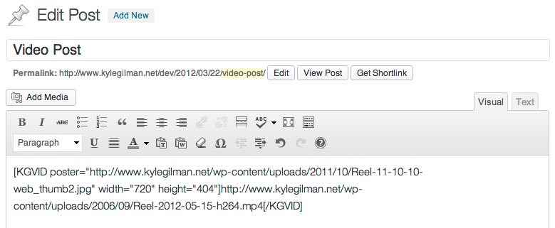 Shortcode inserted into the post content by the plugin.