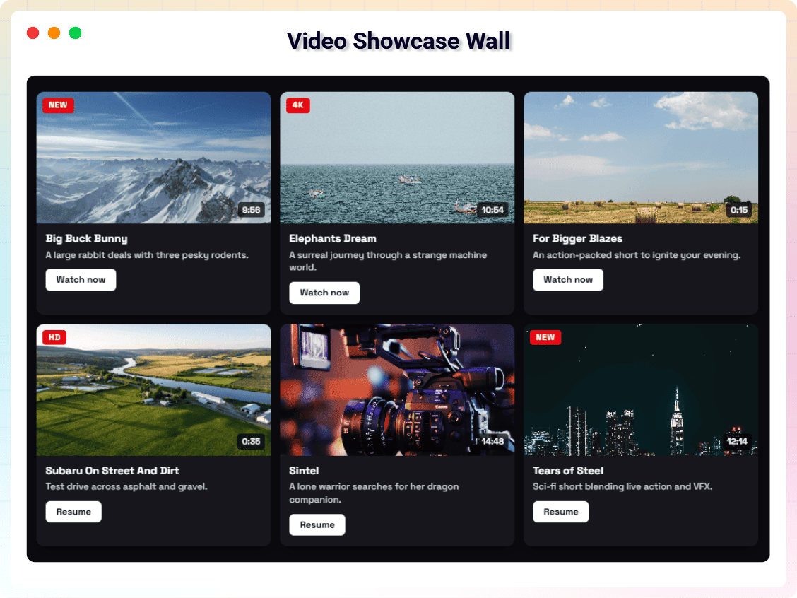 Video Showcase Wall.