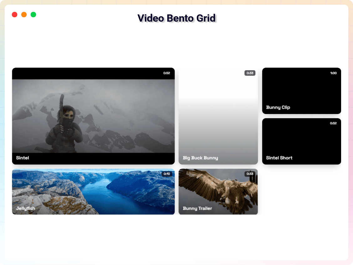 Video Bento Grid.