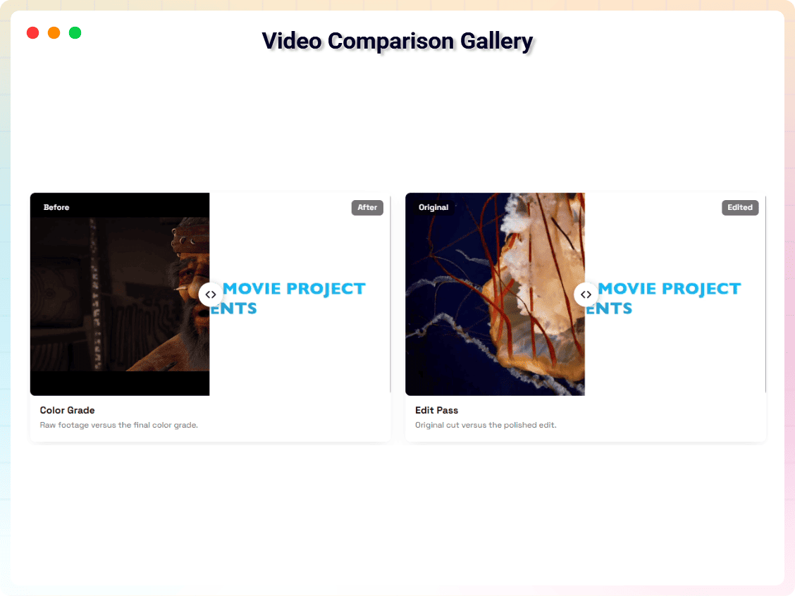 Video Comparison Gallery.