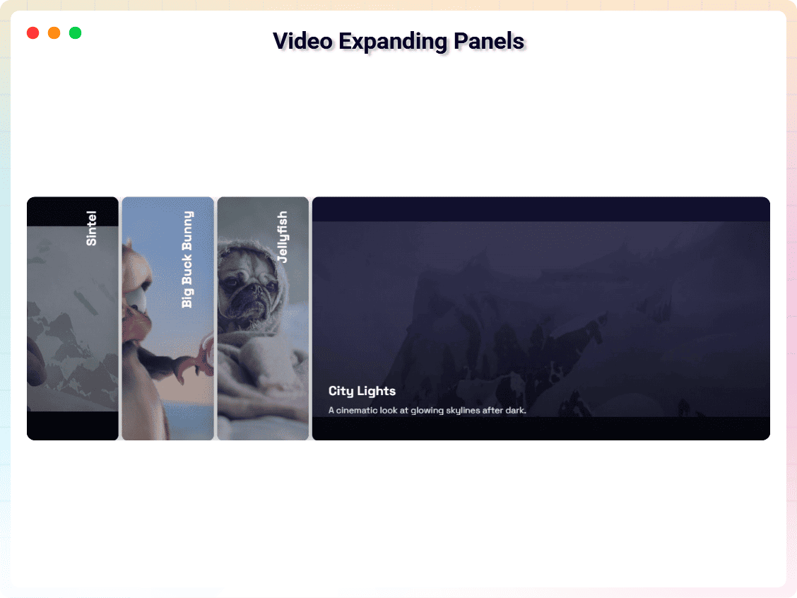 Video Expanding Panels.