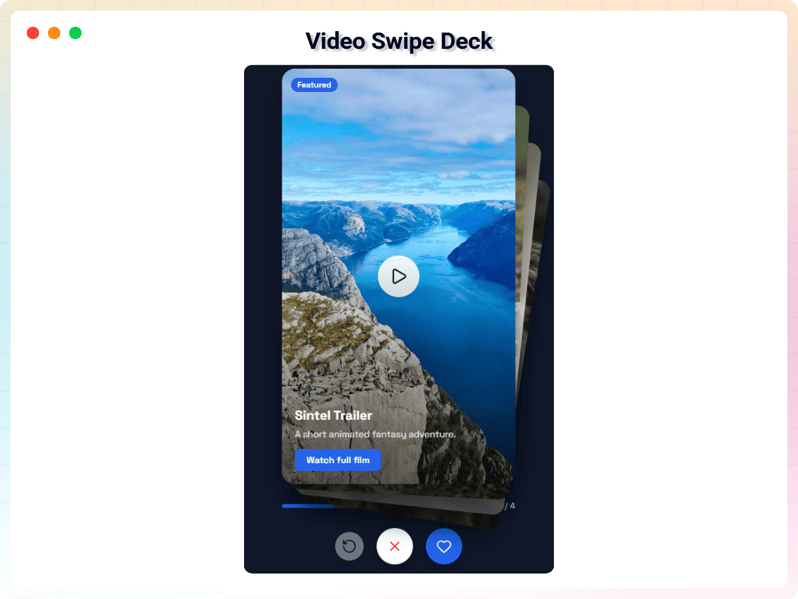 Video Swipe Deck.