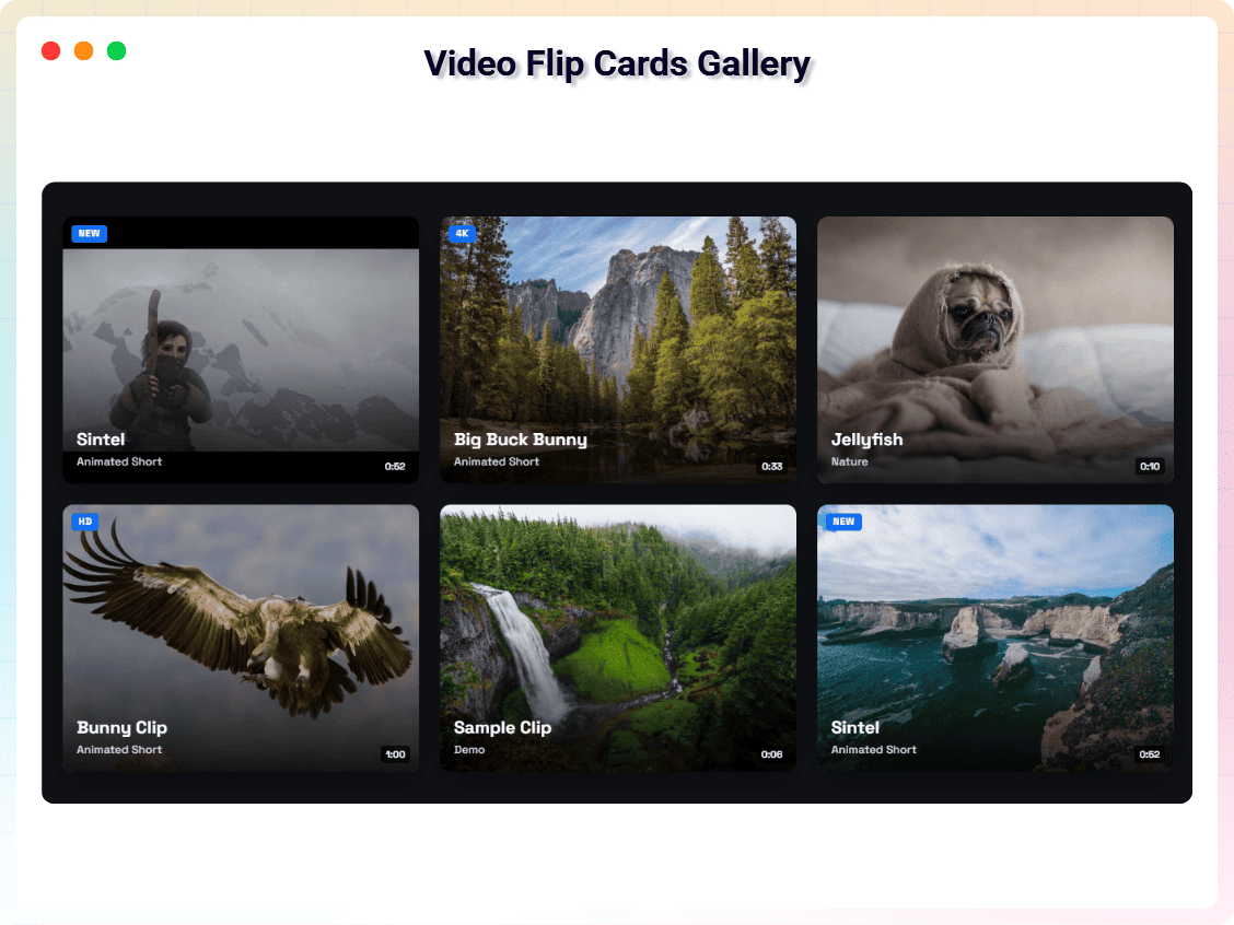 Video Flip Cards Gallery.