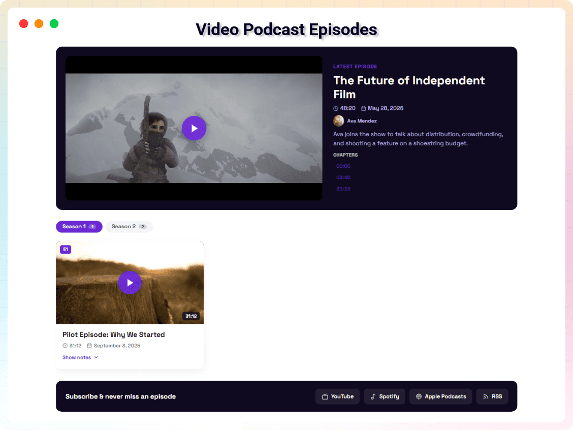 Video Podcast Episodes.
