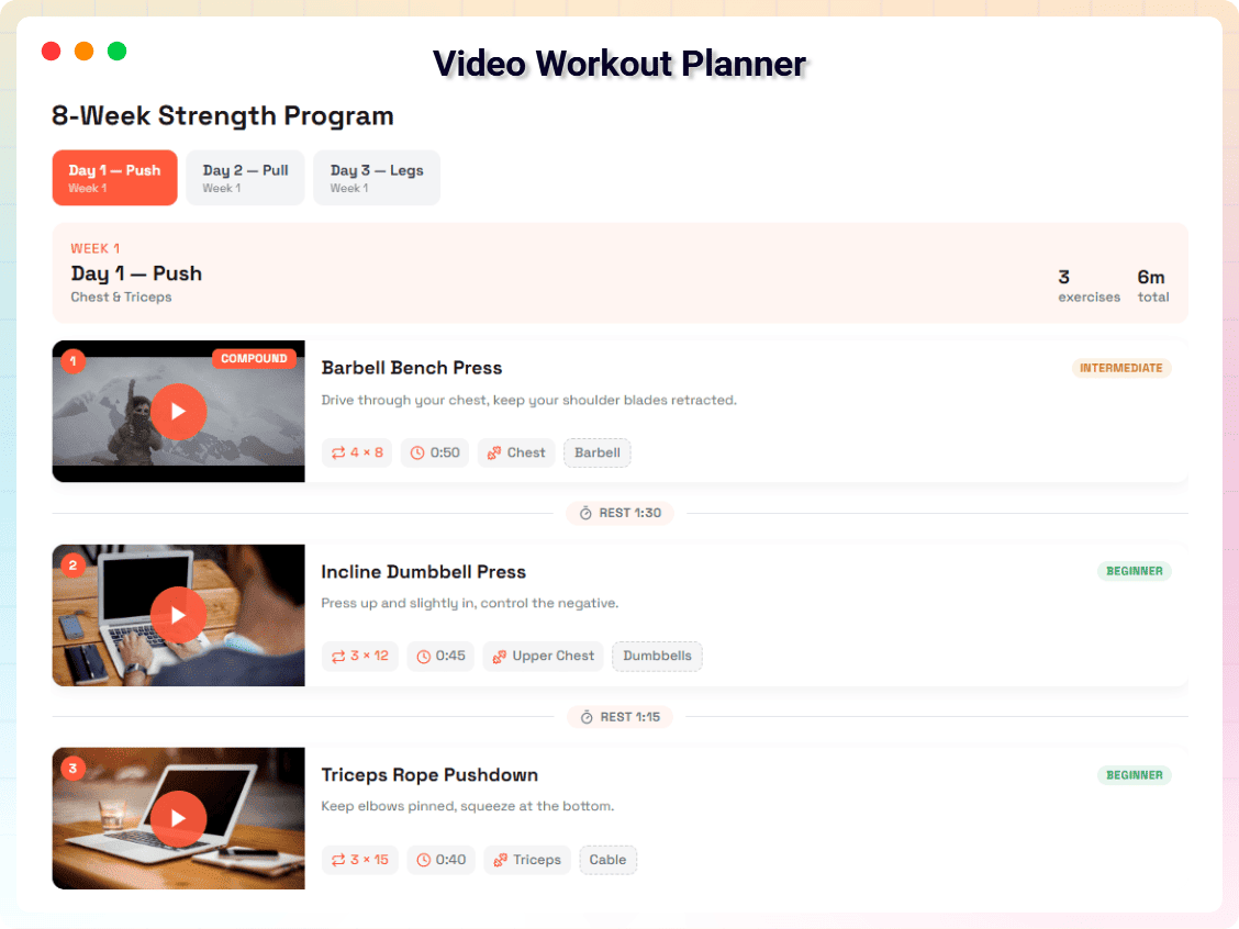 Video Workout Planner.
