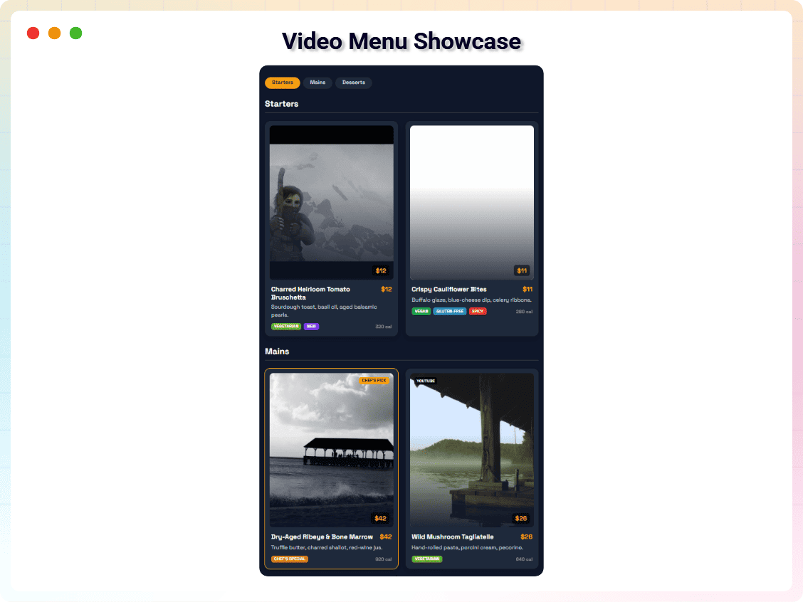 Video Menu Showcase.