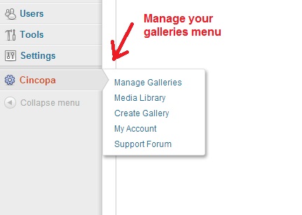 Cincopa fast access menu