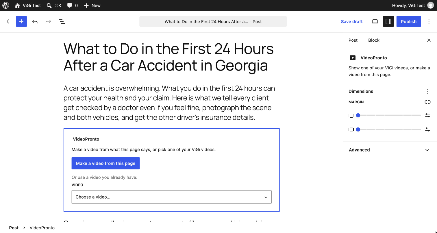 Quick create: make a video for any page or post.