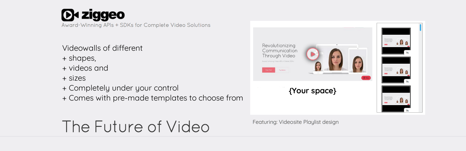 WordPress 外掛 VideoWalls for Ziggeo 的封面圖片。