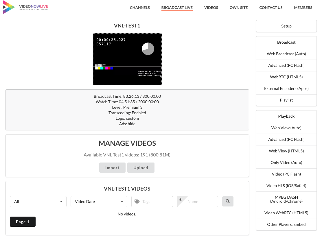 Manage channels features from frontend